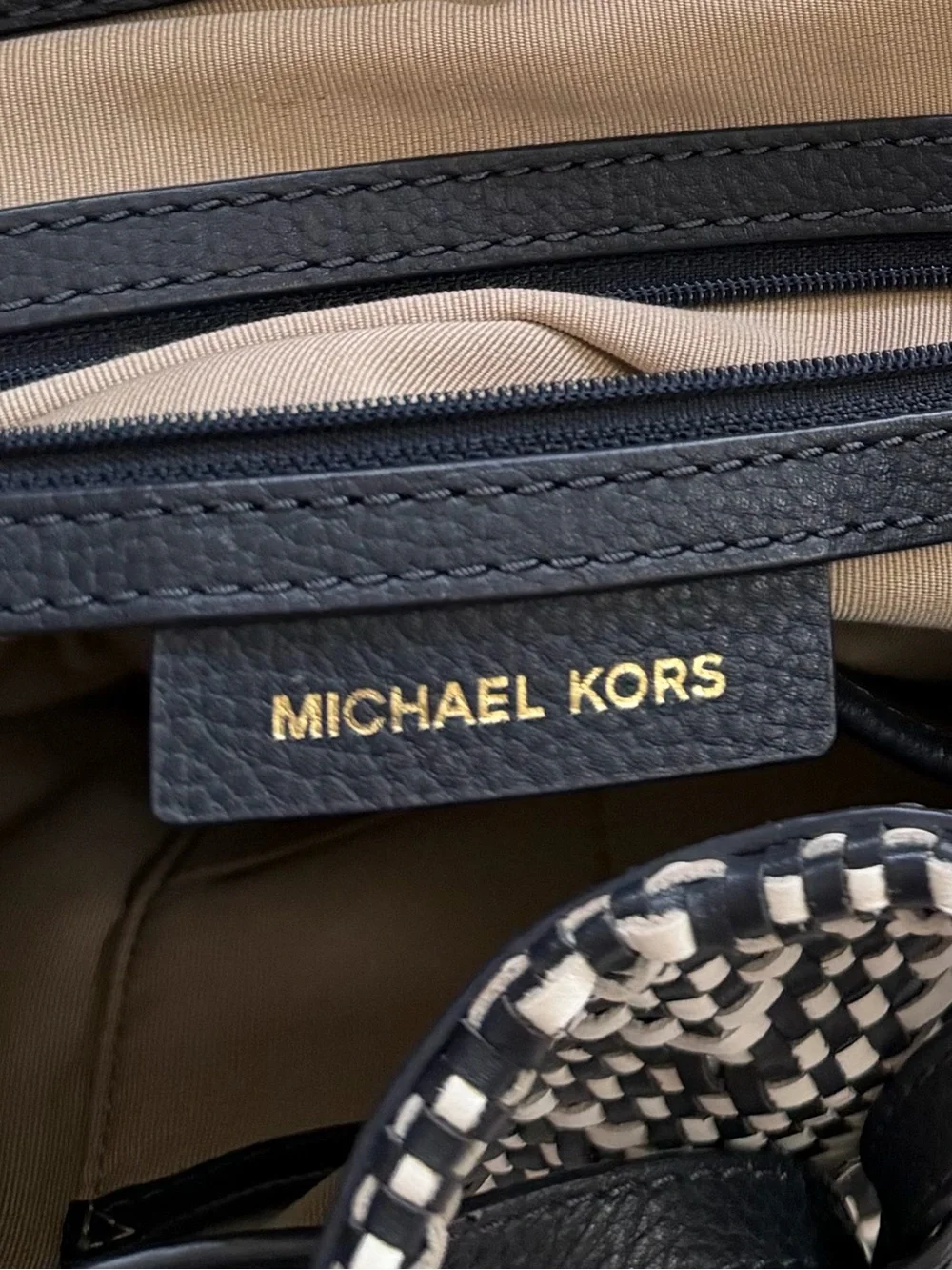 Michael Kors Medium Junie Woven Leather Backpack